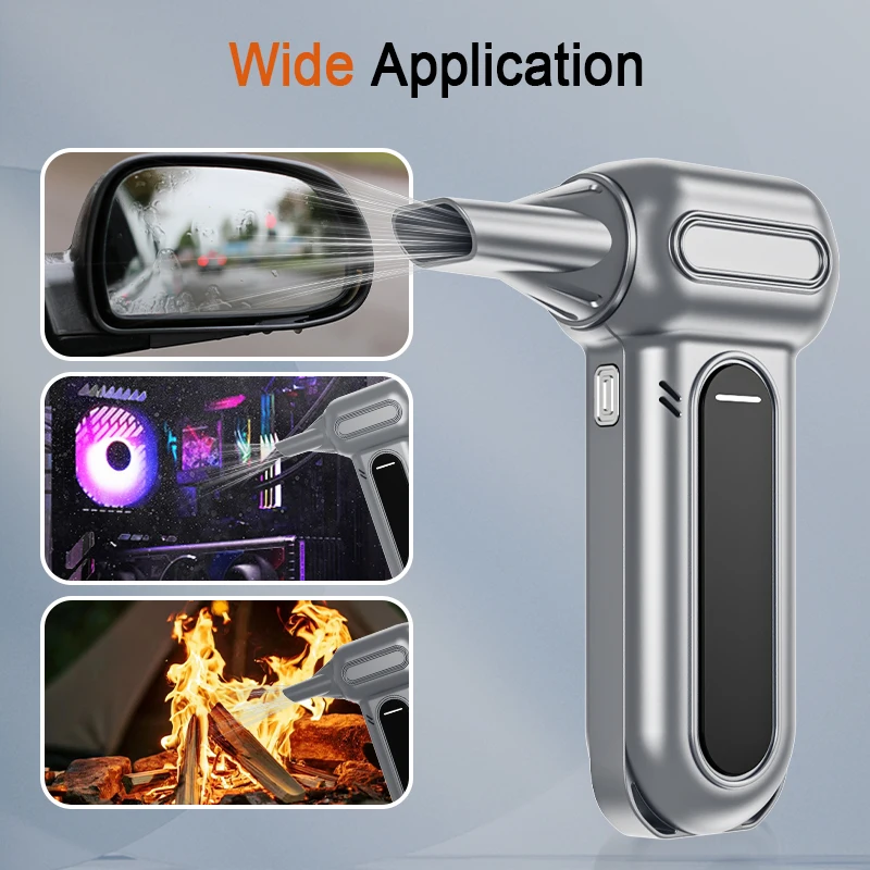 مروحة توربو - مروحة نفاثة عالية الطاقة - محرك بدون فرش - مكنسة كهربائية ذات سرعة قابلة للتعديل - أداة تنظيف - منفاخ هواء - منفاخ هواء محمول، مناسب لأجهزة الكمبيوتر ولوحات المفاتيح والتخييم والسيارات، أفضل هدية للزوج والأصدقاء