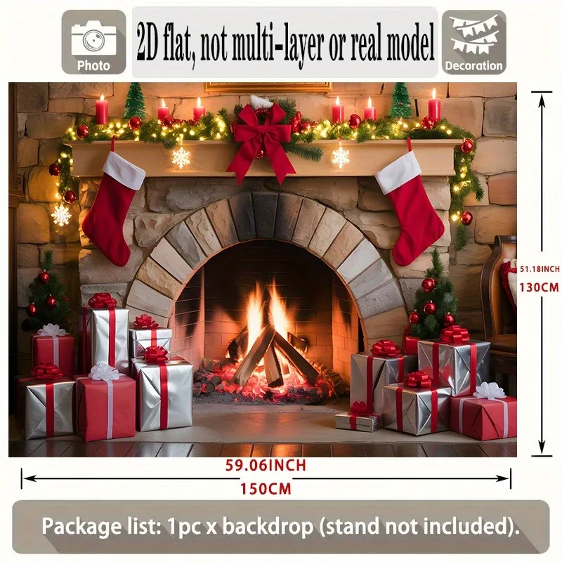 VIKAMA Snowy Village Christmas Tapestry, Winter Town Warm Lights, Xmas Wall Hanging Backdrop for Holiday Party Home Decor