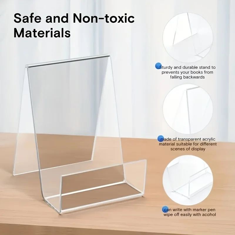 10pcs Clear Heavy-Duty PMMA Bookends & Display Stands - Transparent A-Frame Shelf-like Structure, for Books, Magazines,Notebooks