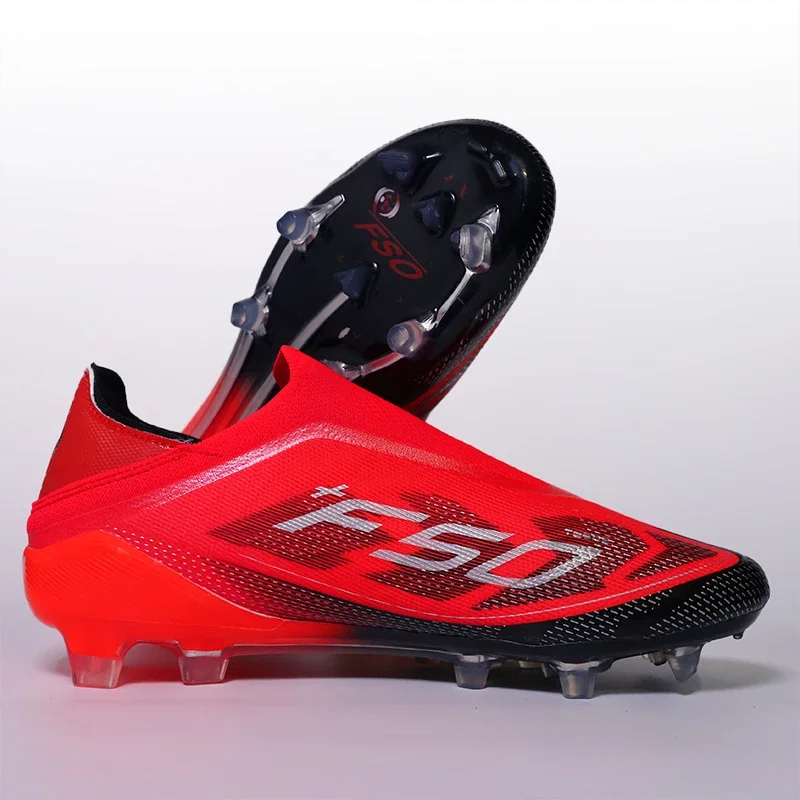 Scarpe da calcio antiscivolo senza pizzo Scarpe da calcio da uomo professionali per giovani FG/TF F50+ Scarpe da calcio veloci con borchie da allenamento per uomo