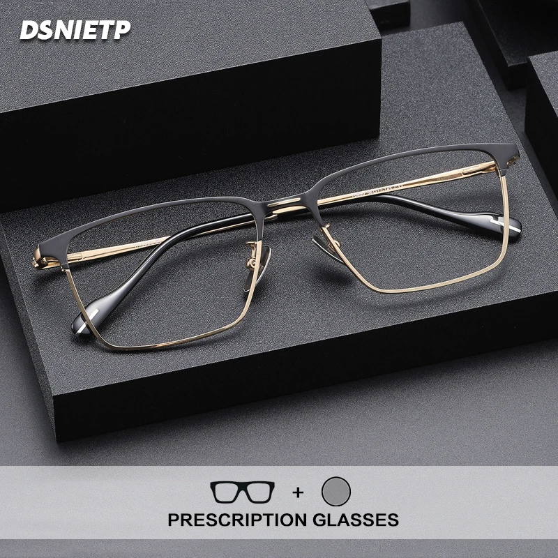 

Dsnietp Titanium Reading Glasses Square Anti Blue Light Photochromic Optical Prescription Glasses Myopia Customized Eyewear