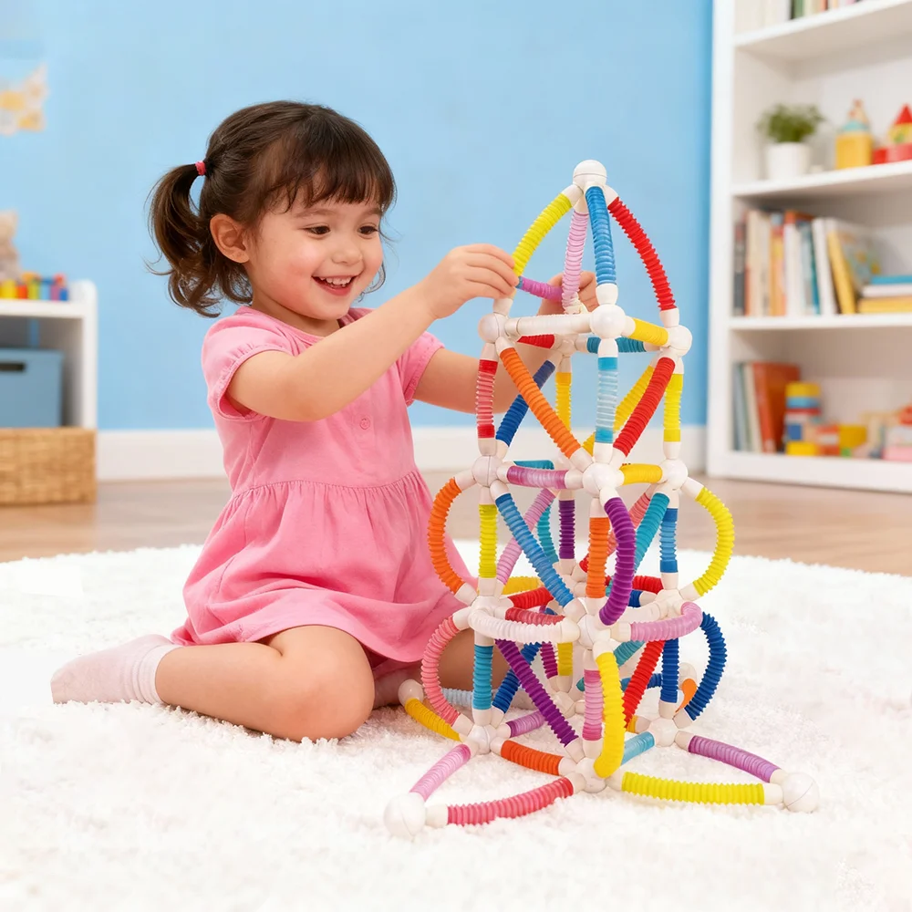 مجموعة البناء المغناطيسي للأطفال قبضة ناعمة متعددة الاستخدامات وقابلة للتطوير كتل قضيب مغناطيسي التعليم المبكر لغز لعبة حسية للجذعية