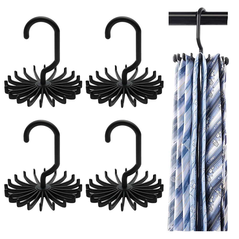360度回転可能なプラスチック製ネクタイハンガー、20爪ラック、スカーフハンガーオーガナイザー、回転式スカーフベルトタイフックホルダー、ネクタイ用