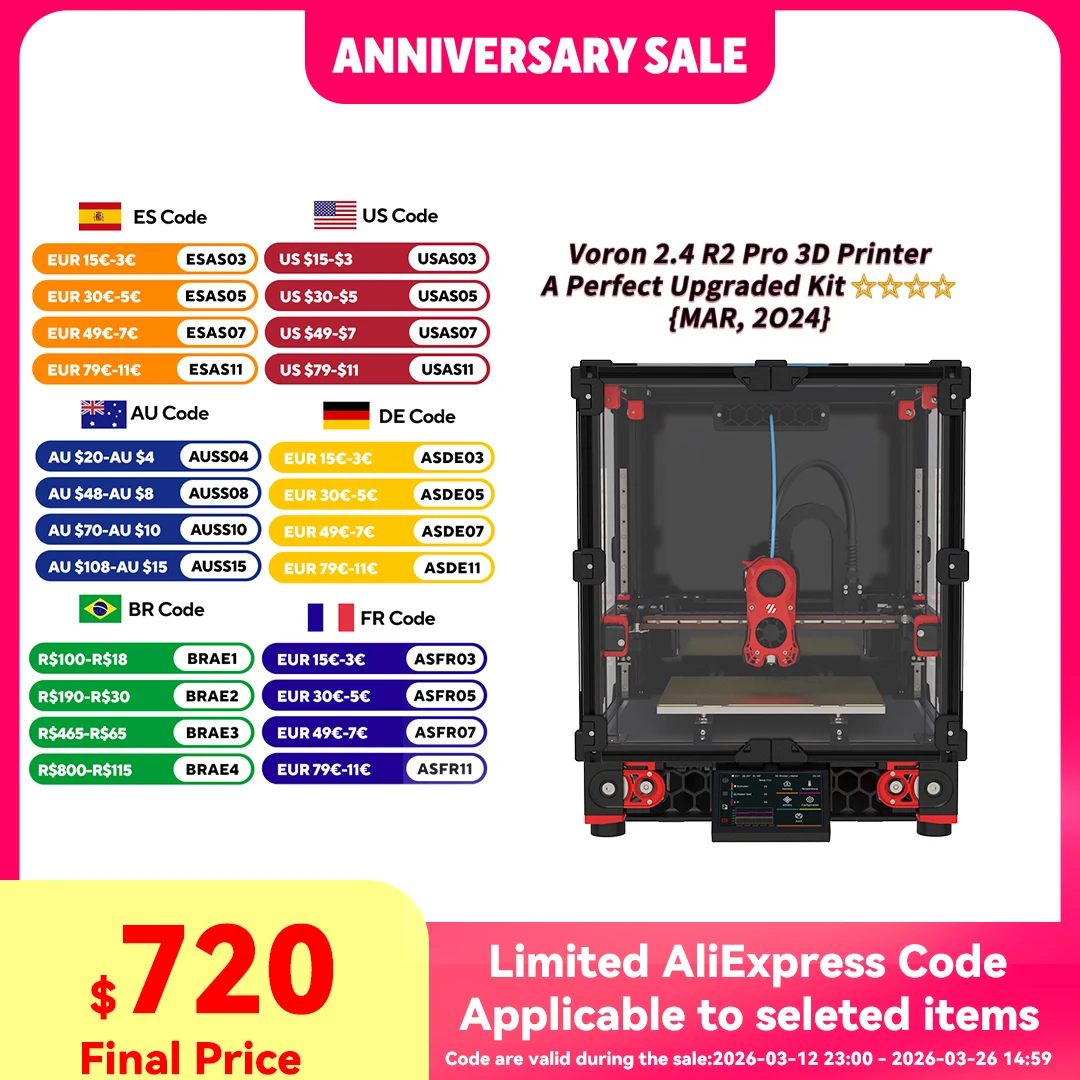 

Latest Version Voron 2.4 R2 Pro Support High Speed Printing DIY 3D Printer Parts with HDMI5 Screen CNC TAP Stealburner Extruder