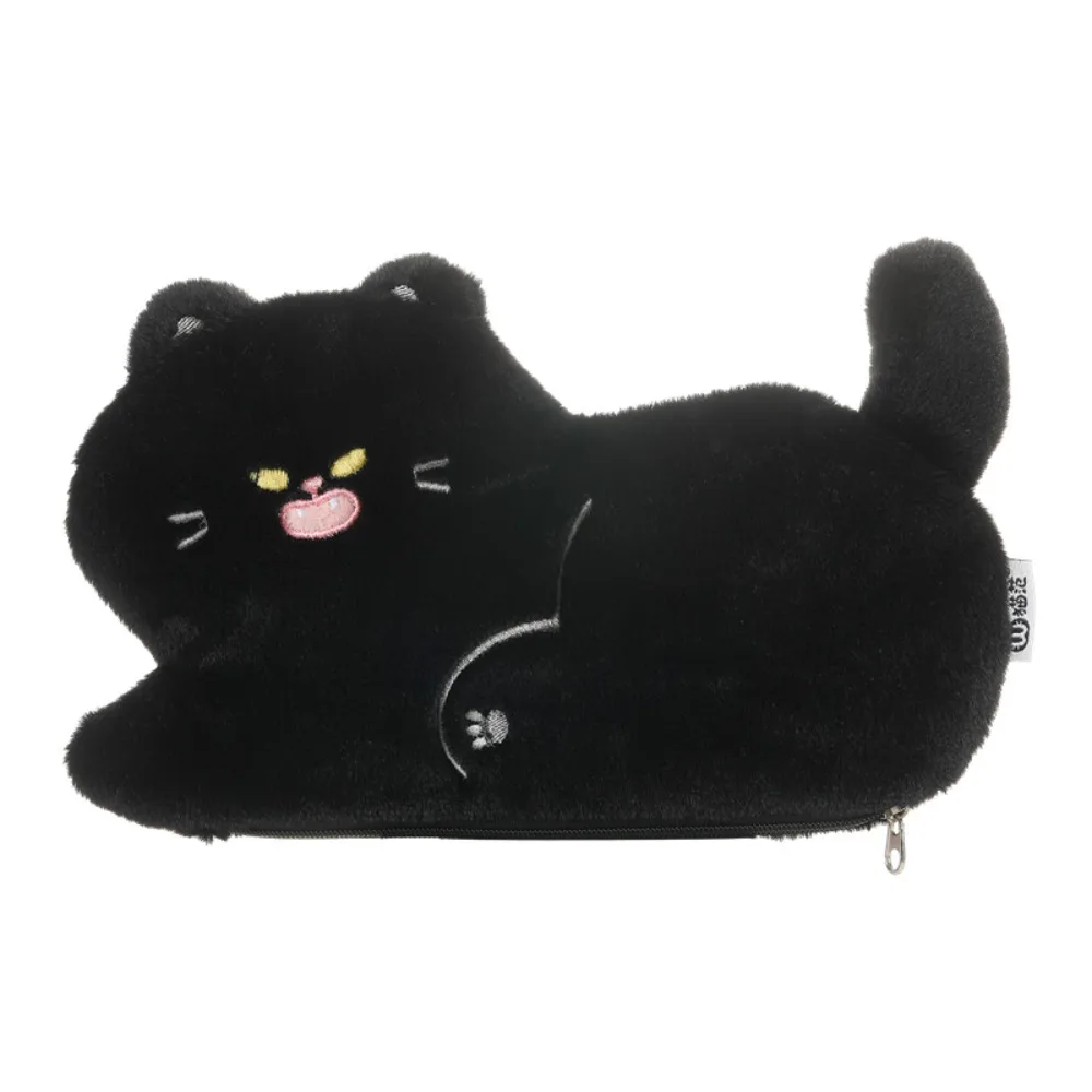 

Fashion Plush Plush Cat Pencil Bag Fluffy Zipper Cartoon Pencil Case Cosmetics Large Capacity Stationery Storage Pouch Gifts