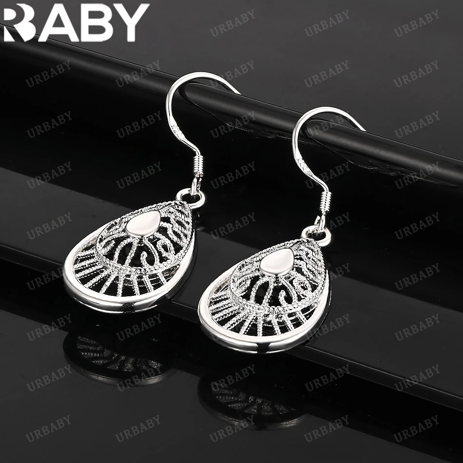 

URBABY 925 Sterling Silver Earrings Water Hollow Drop Earrings For Women Jewelry Fashion Party and Daily Wear