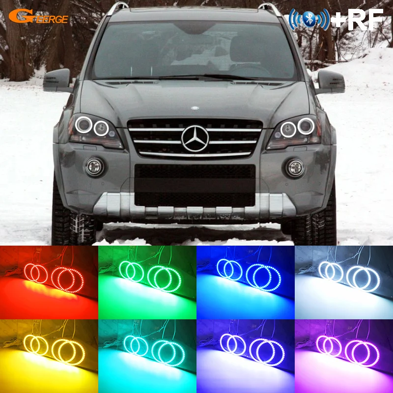 For Mercedes Benz M Class W164 ML RF Remote Bluetooth-Compatible APP Ultra Bright Multi Color RGB Led Angel Eyes Kit Halo Rings