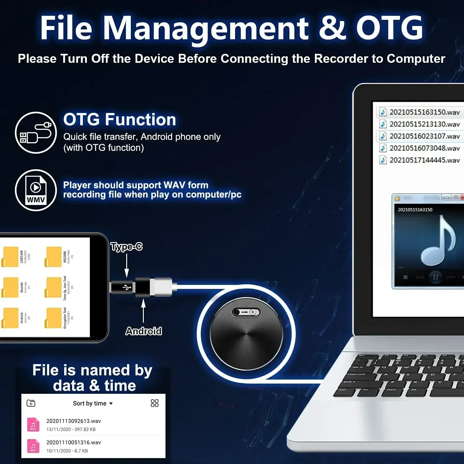 NEW 20 Hrs Professional Portable Dictaphone Sound Record Device Audio Recorder Digital Voice Recorder Recording 32G Small Pen