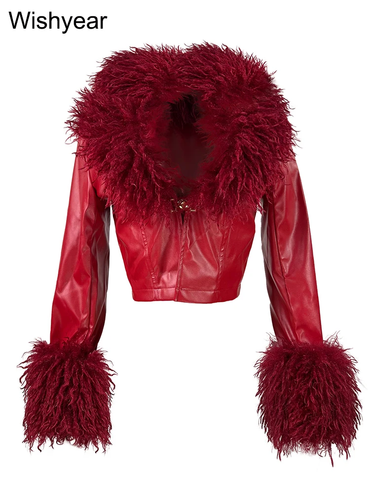 Elegantní umělá kožešina s dlouhým rukávem, podzimní zimní semišový kabát pro ženy, sexy pouliční moto motorkářský plyšový krátký kabát, noční klub, topy, svrchní oblečení - náhled 5