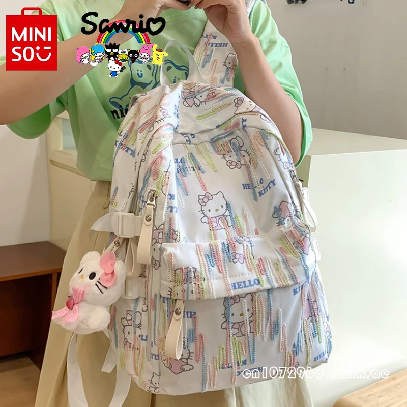 Sanrio 2024กระเป๋านักเรียนแฟชั่น, ใหม่กระเป๋าเป้สะพายหลังท่องเที่ยวของเด็กผู้หญิงคุณภาพสูงลายการ์ตูนความจุขนาดใหญ่ลำลองกระเป๋าเป้สะพายหลังของผู้หญิง