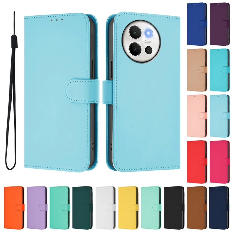 VivoV30E Cases For Vivo V30E Wallet Leather Flip Cases vivoV30E Protective Card Slot Book Cover Solid Color Lychee Pattern Funda