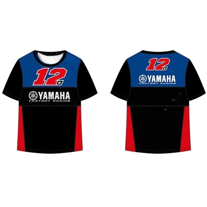 

Summer Hot Selling Yamaha New Printed # 12 Short Sleeved T-shirt for Men and Women in 2026 Casual Motorcycle Riding Sportswear