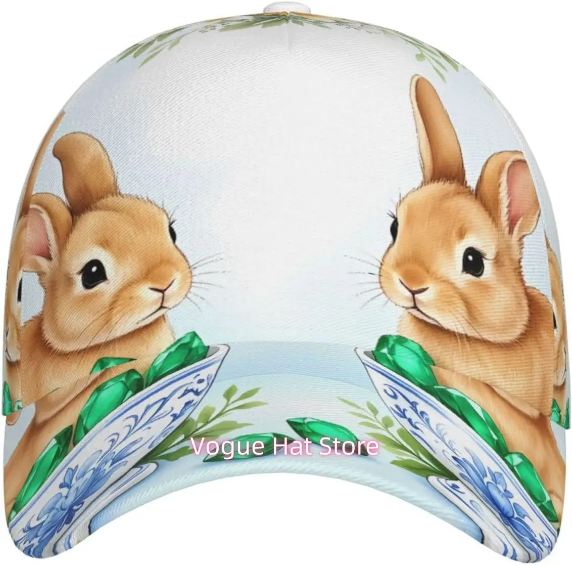 Easter Bunnies Tea Cups Pattern Baseball Cap Adjustable Cotton Baseball Hat for Sports, Outdoor, Travel Gifts for Men Black