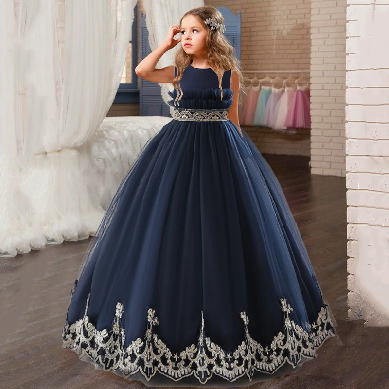 

Teen Flower Girl Dress Princess Bridesmaid Prom Evening Long Gown Kids Pageant Wedding Princess Party Ceremony Customized New