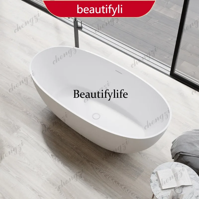 X188 Polymer Bathtub Freestanding Integrated Bathtub Qimei Stone High-End Hotel Bathtub