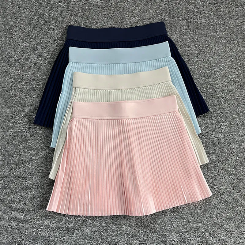 Women High Waist Pleated Tennis Skirt Built-in Shorts Anti-chafing Sports Skort Golf Fitness Running Short Skirt