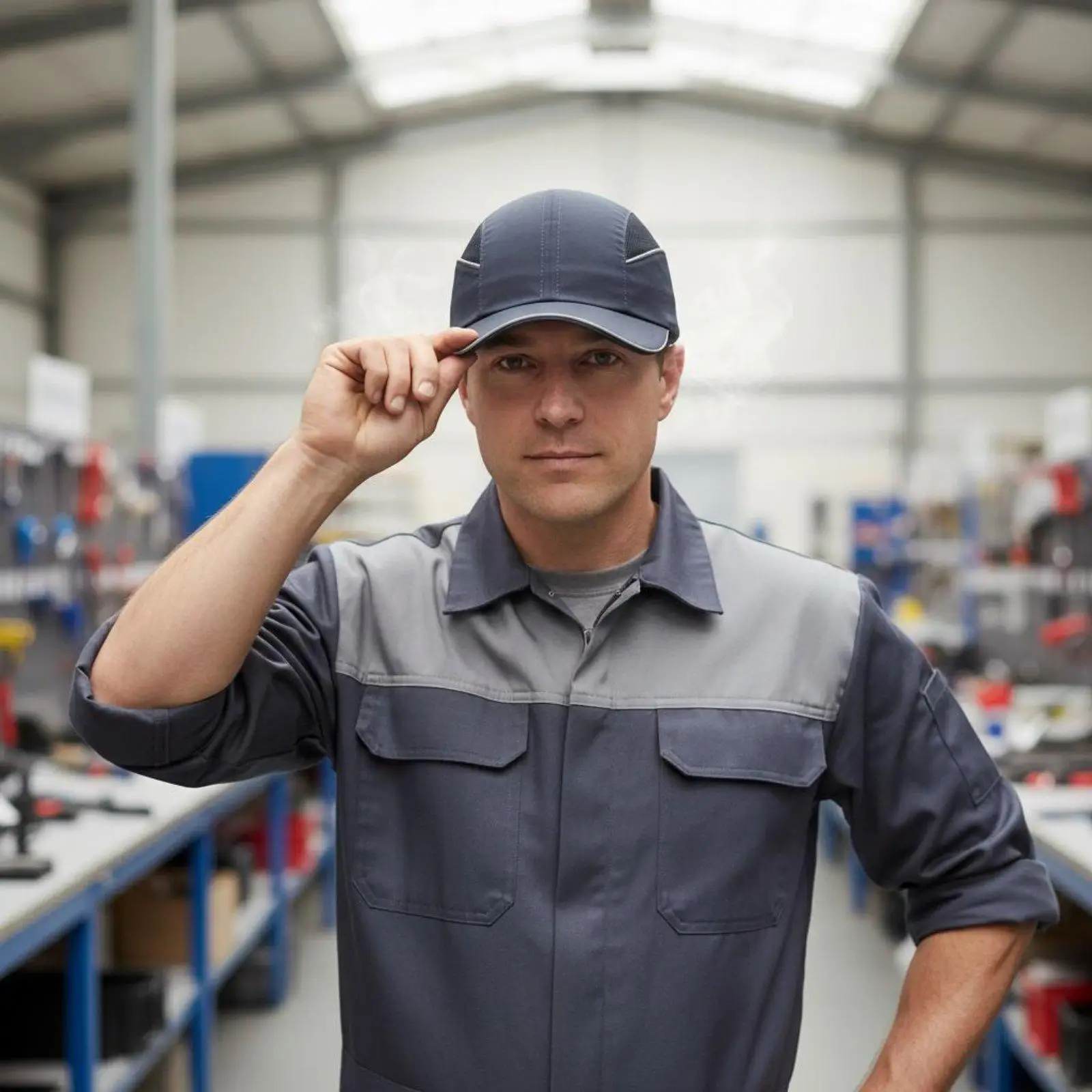 Ventilated Mesh Safety Cap with Chin Strap for Workshop Factory Workers Lightweight Impact Resistant Head Cover