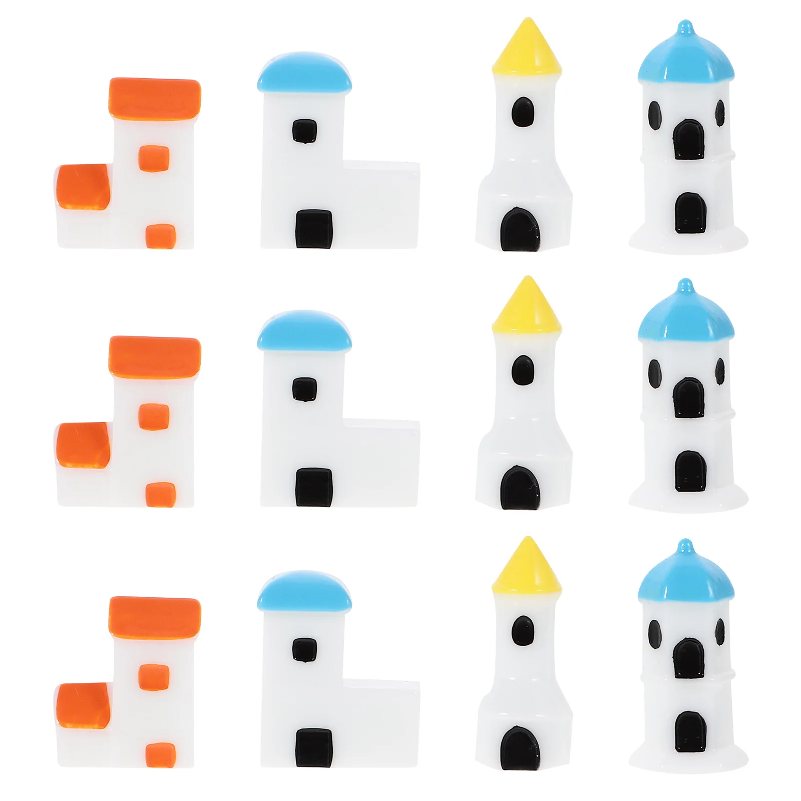 12pçs mini casa de resina estilo mediterrâneo, micro paisagem, decoração de jardim, pequeno ornamento diy, pequenas decorações ao ar livre