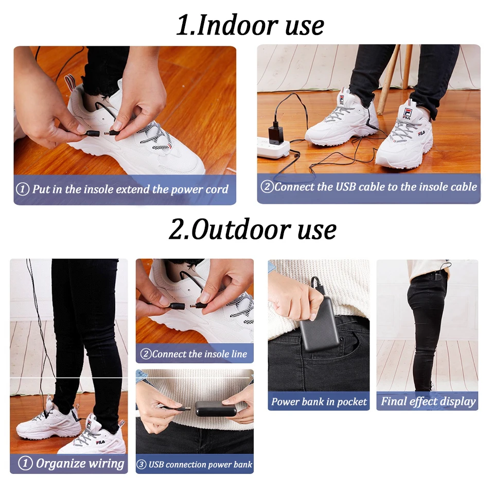 Insoles Heated USB Electric Foot Warming Pad Feet Warmer Pad Mat Winter Outdoor Sports Heating Insoles Winter Warm