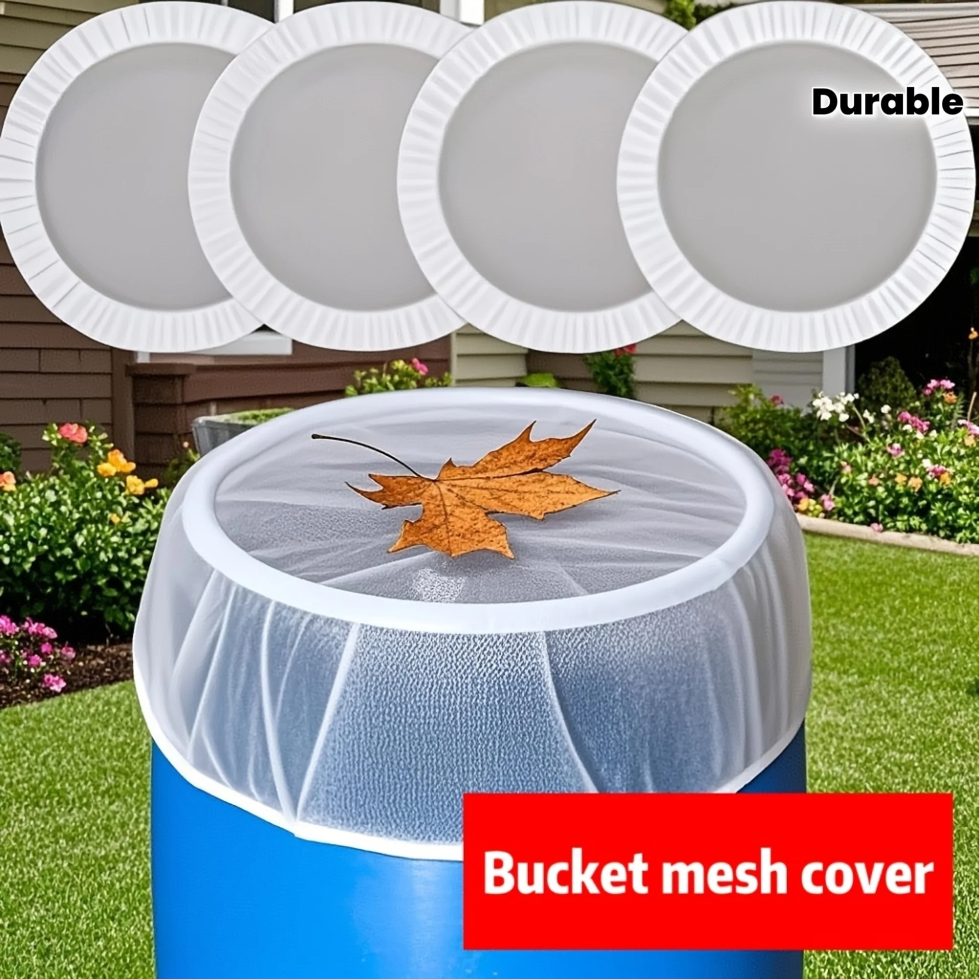 Lot de 3 housses en maille de polyester durables pour barils de pluie extérieurs - Blanc, Convient aux collecteurs d'eau de pluie de type baril standard