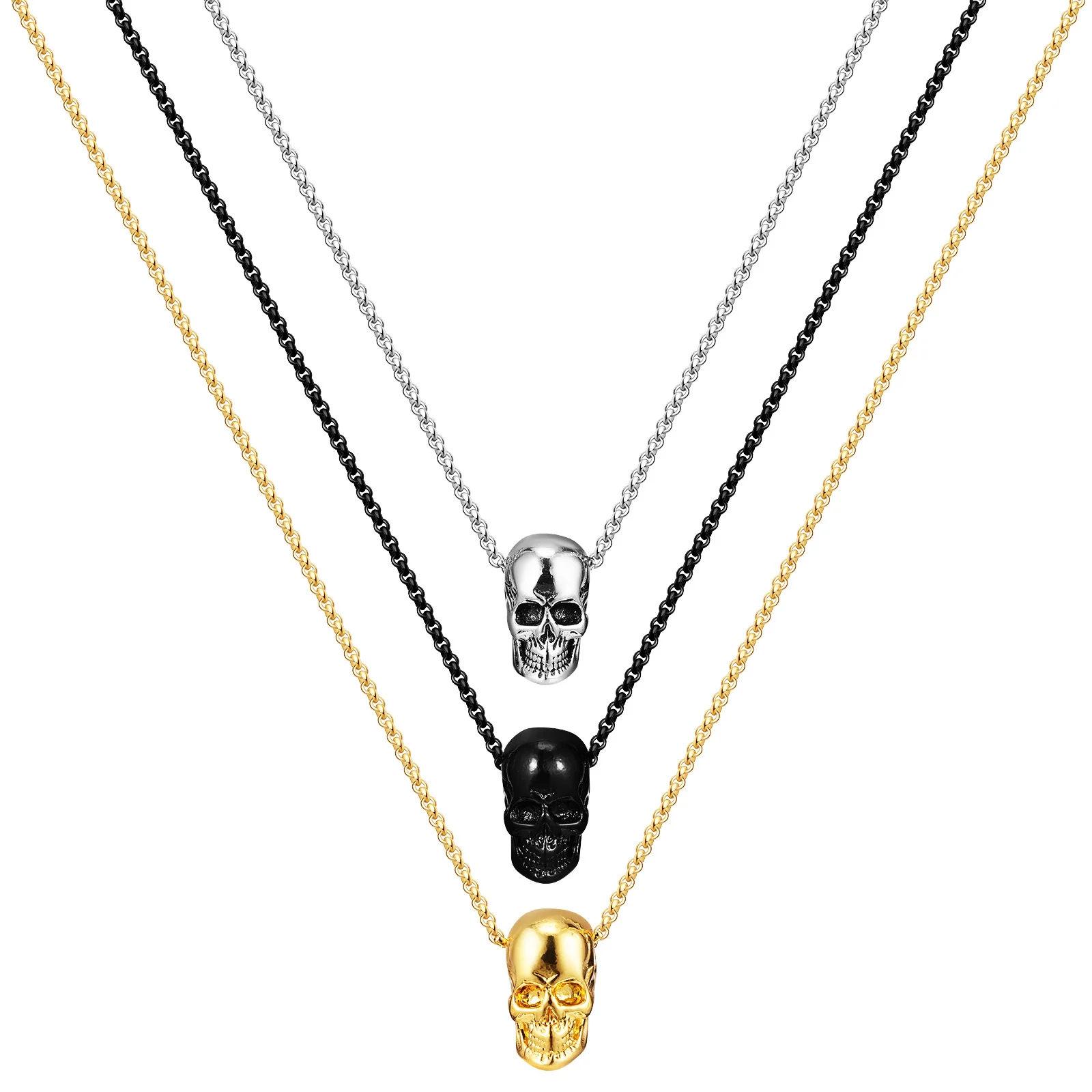 

3 Pcs Skull Necklace Men's Necklaces Mens Pendant Chain Punk for Alloy Jewelry Man