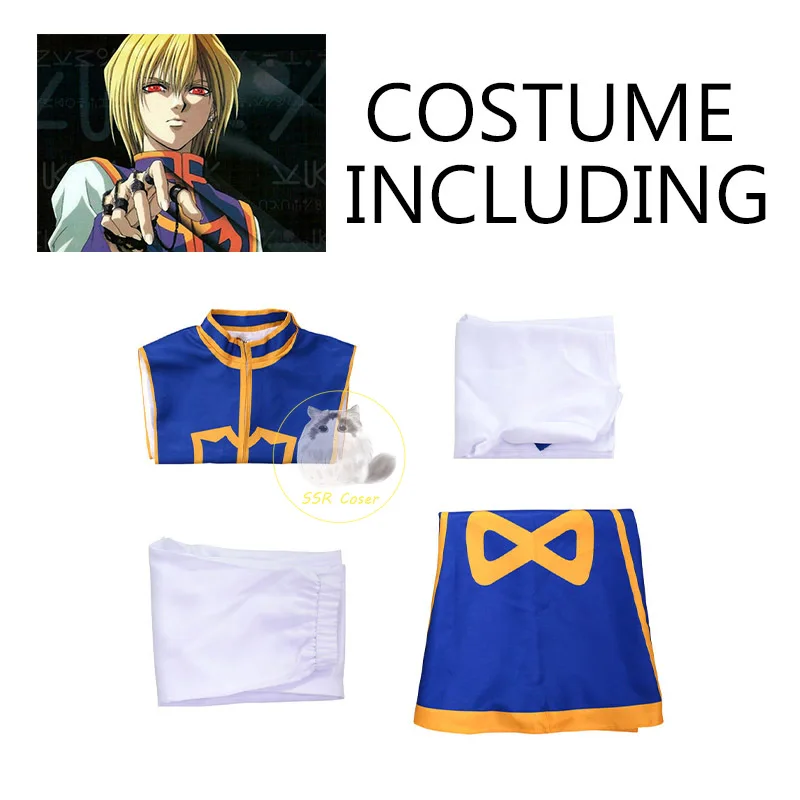 Disfraz de Anime hunter× Hunter para hombre y mujer, uniforme de Kurapika, Top, chaleco, pantalones, peluca, disfraz de Halloween