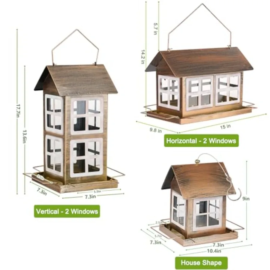 【Spot goods】Bird Feeders Heavy Duty Metal Bird Feeder for Outdoors Hanging Weatherproof Large Capacity Wild Birdfeeder for Outs view 3
