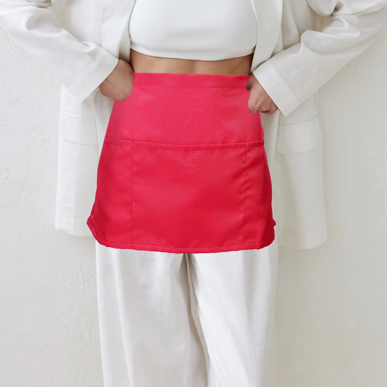 

Chef Server Short Apron Dual Pocket Water Stain Resistant Durable Polyester Kitchen Restaurant Grilling Work