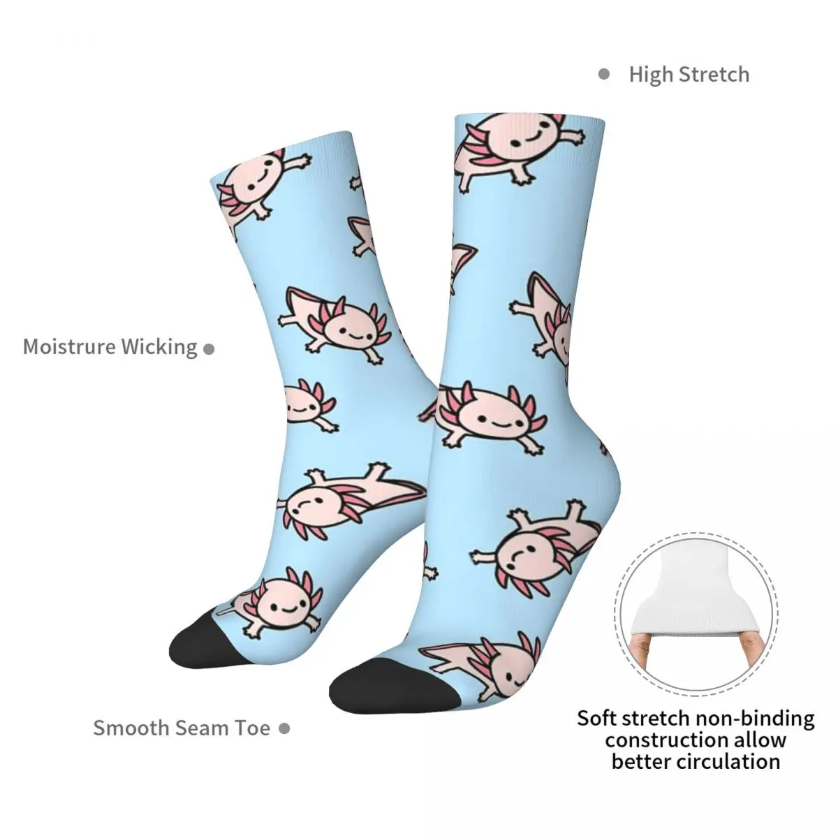 Axolotl-Chaussettes Harajuku, Chaussettes sulf, Chaussettes Unisexes, Accessoires pour Cadeau d'Anniversaire, Haute Qualité, Toutes Saisons