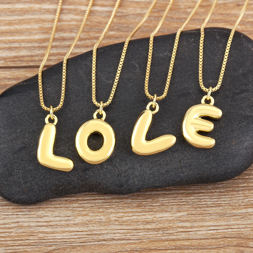 26pcs/Lot Hot Sale A-Z Letters Simple Style Copper Charm Pendant Necklace For Women Men Initial Name Chain Link Jewelry Gifts