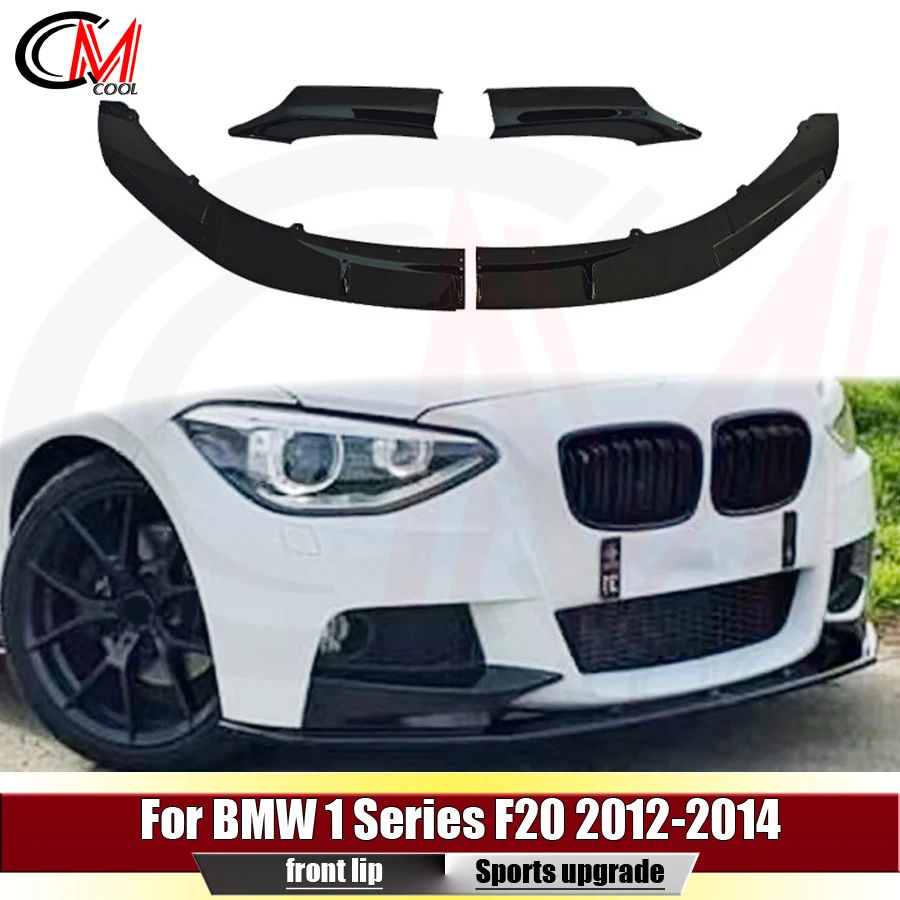 For BMW 1 Series F20 F21 2012-2014 Sports Version Bright Black Front Lip ABS Front Bumper Spoiler Front Lip Upgrade