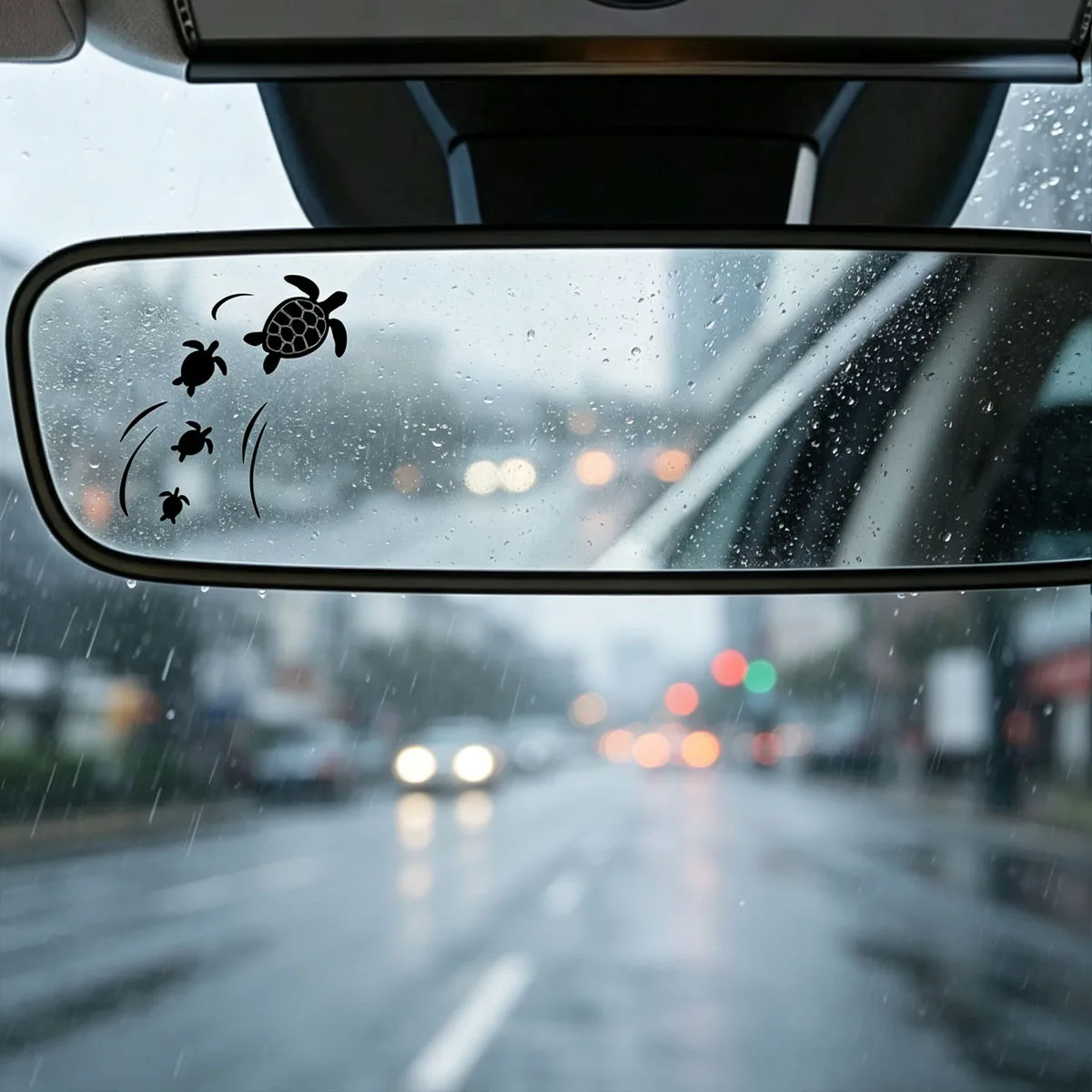 Cute Sea Turtle Swimming Mirror Sticker, Waterproof Weatherproof Decal for Car Home Laptop Window Decor