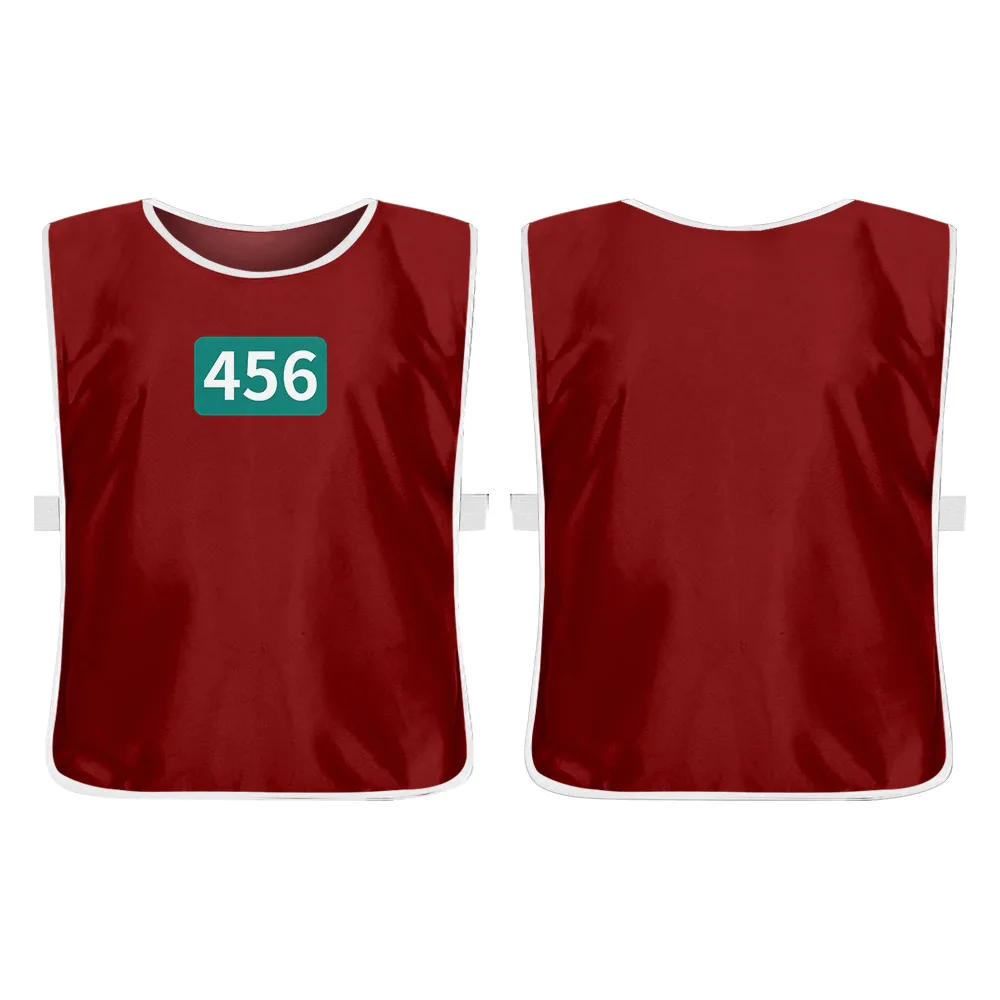 Calamari 게임 플레이어 코스프레 의상 001 456 230 Tracksuit Calamari 탱크 탑 성인 및 어린이 조끼 Hallowmas 의상