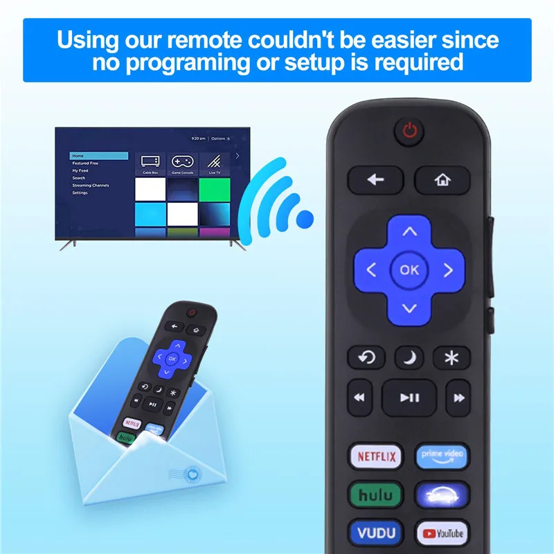 Remote Control for Roku TV Infrared Controller for TCL /Hisense /Insignia /Element/Westinghouse /Hitachi With 8 Hot Keys