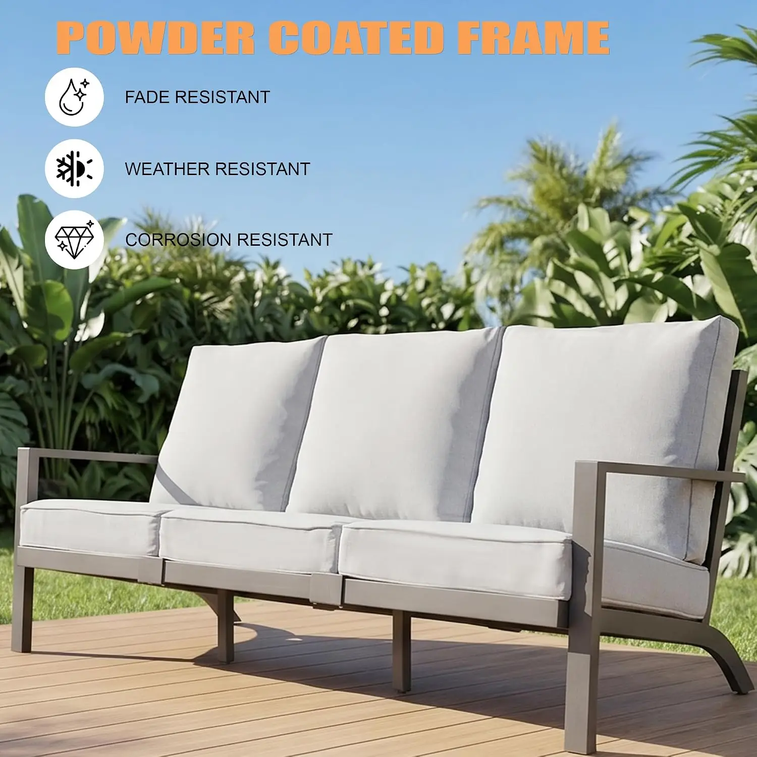 4-Piece Aluminum Patio Furniture Set with Adjustable Coffee Table, Gray, Customized