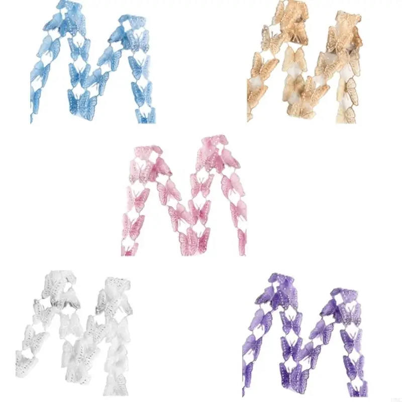 

49MC Beautiful Sequins Appliques Butterfly Lace Patches Bridal Dress Embellishment for Creative Projects