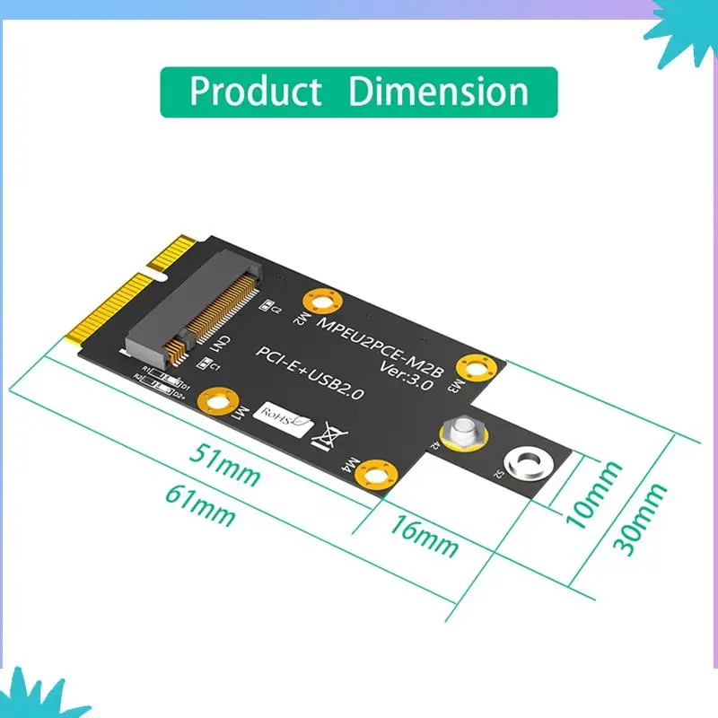 محول ABZW Mini M.2 Key B إلى PCI-E مع فتحة بطاقة SIM نانو مزدوجة لوحدة 3G/4G/5G سهلة الاستخدام