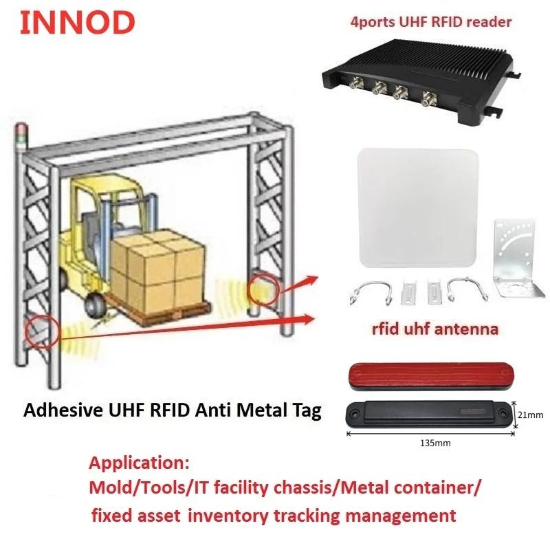 창고 관리를 위한 Alien H3 칩 판독 범위 0~8m를 갖춘 860~960Mhz ABS rfid uhf 방지 금속 태그