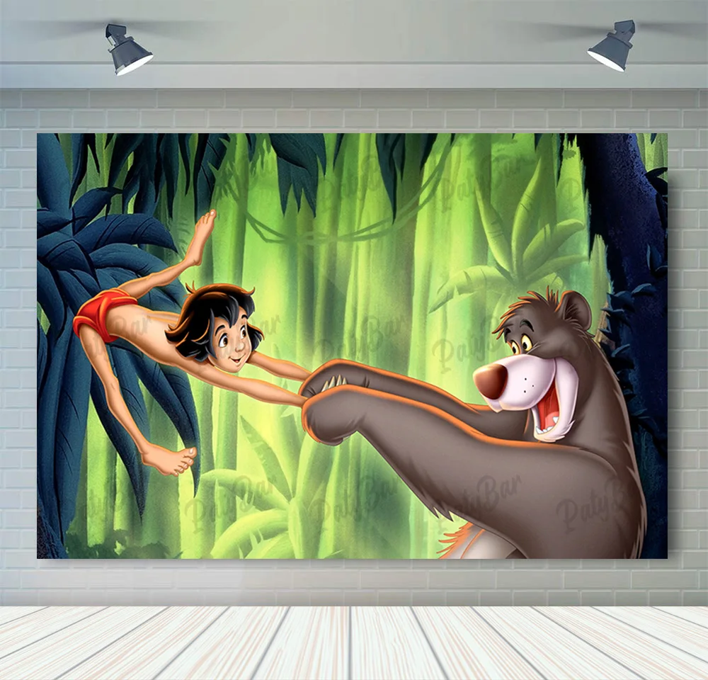 Disneyland The Jungle Book Backdrop Kids Birthday Party Decoration Background Safari Boy Vinyl Polyester Photography Decor Props