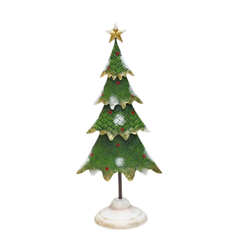 Modern Farmhouse Style Metal Base Christmas Tree Tabletop Ornaments Iron Decoration Crafts