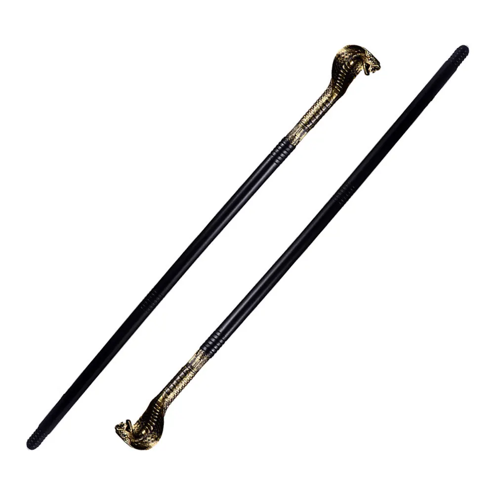 

2Pcs Gold Snake Head Walking Cane Halloween Cane Prop Plastic Scepter Costume Accessory Halloween Cosplay Prop