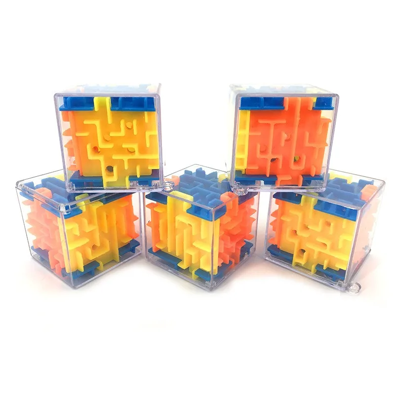 Mini labirinto 3D cubo magico puzzle trasparente a sei facce cubo di velocità cubi a sfera rotolante labirinto giocattoli per bambini giocattoli antistress