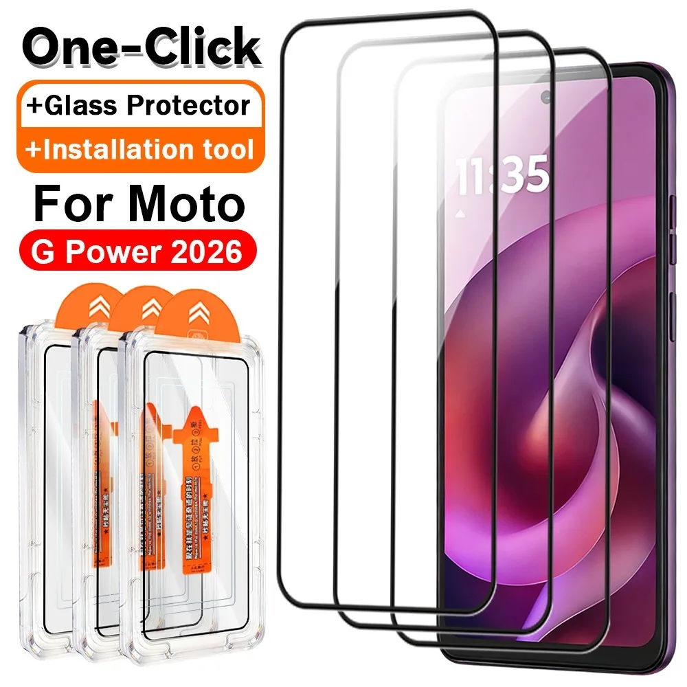 

1-3 комплекта HD-пленки из закаленного стекла для Moto G Power 2026, без пыли, простая установка, защита от царапин, прозрачная, полная защита экрана