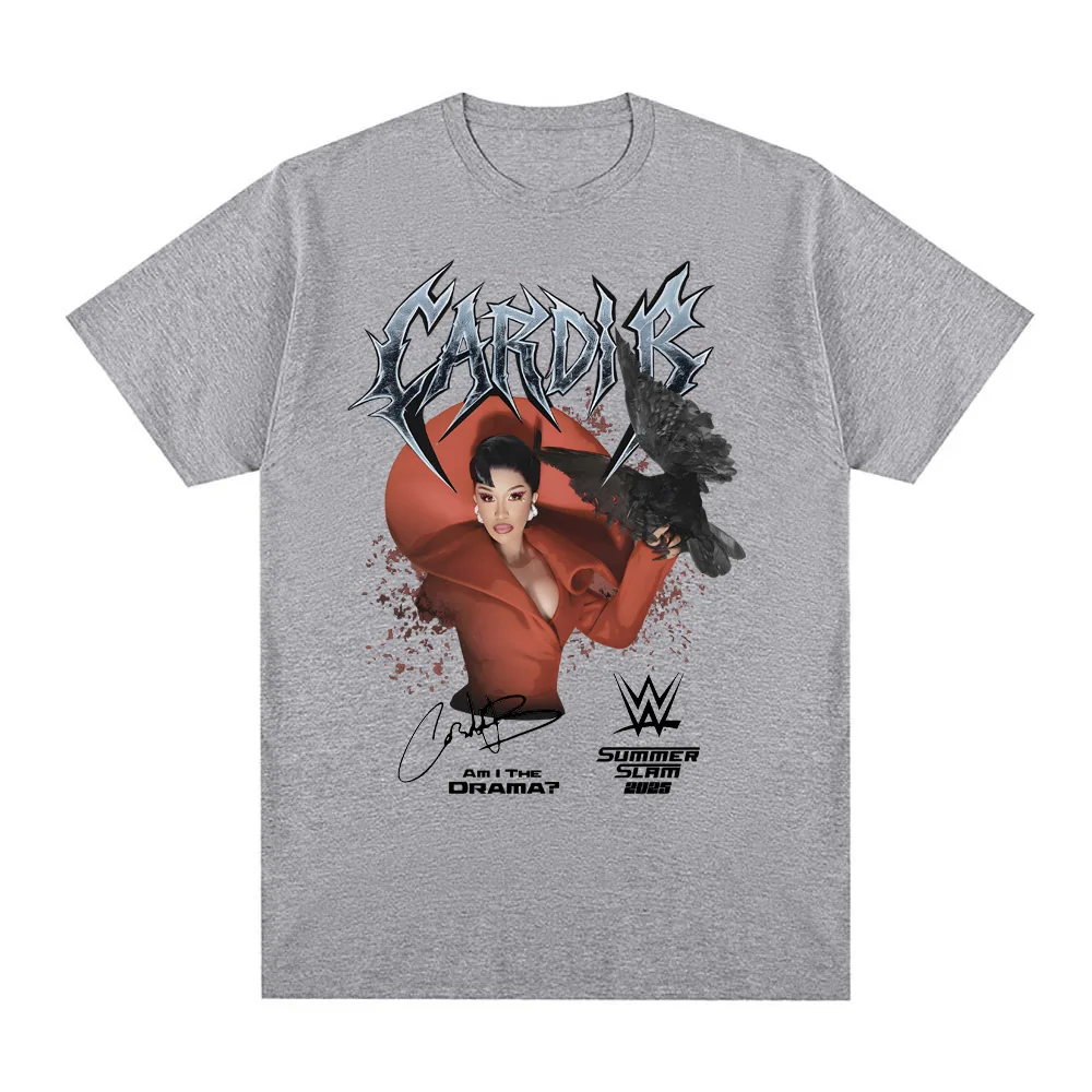 تي شيرت Cardi B موقع-AM I THE DRAMA تي شيرت بأكمام عصرية برقبة دائرية تي شيرت صيفي 100% قطن تي شيرت Camiseta Hombre ملابس صيفية