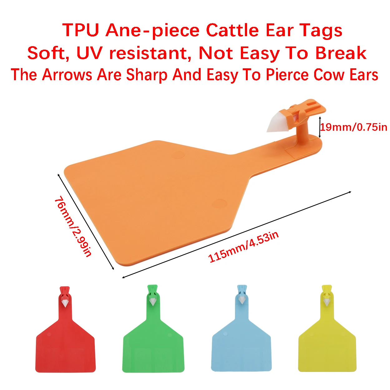 5 Pcs Wordless Integrated Ear Tag Cattle Ear Tag Signs TPU Material Blank Label Custom Number Cow Earrings Farm Animal Identify