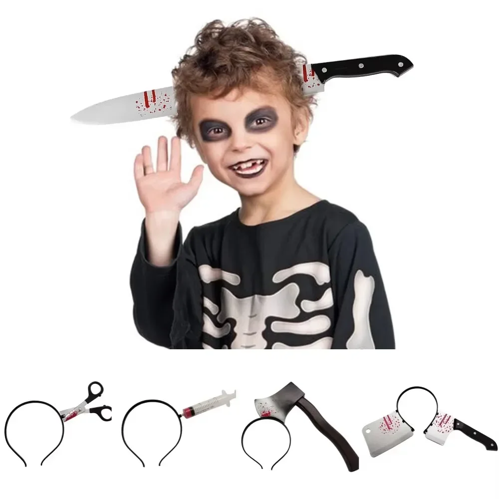 Halloween Hair Hoop Horror Blood Fake Ax Saws Knife Gothic Headband Halloween Party Masquerade Cosplay Prop Decor Accessories