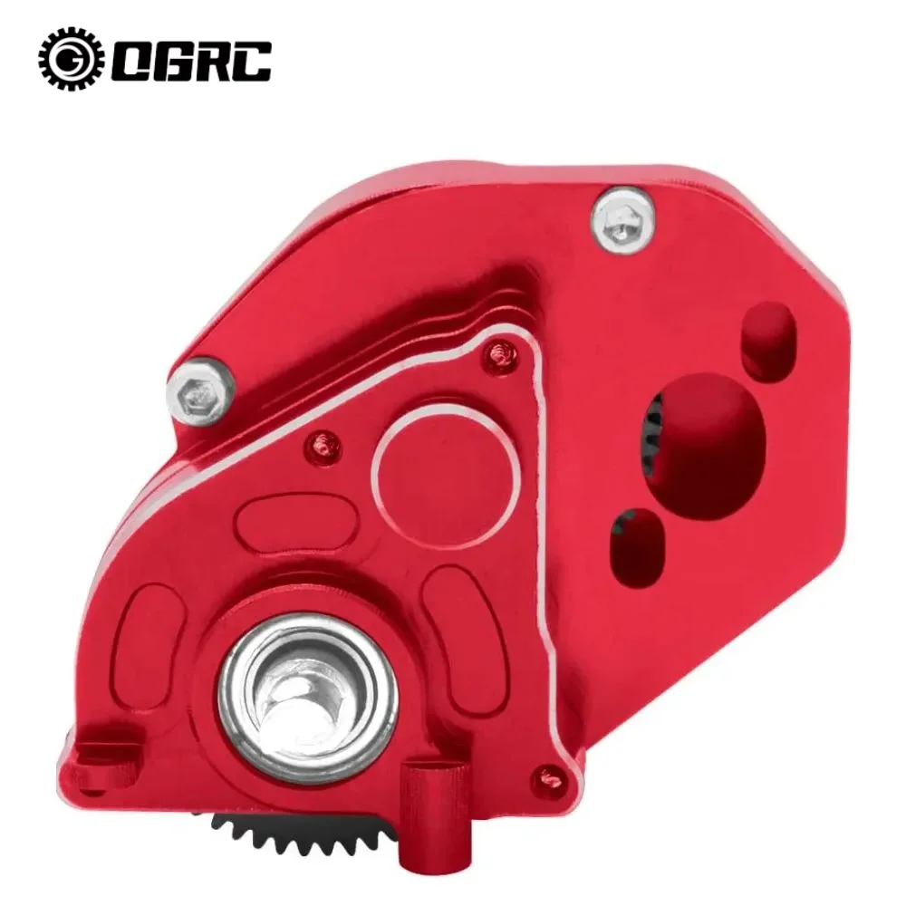 OGRC Aluminum Assembled Transmission Case Complete Gearbox Upgrade Parts for Axial SCX24 RC Crawler Car (Red)