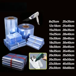 100pcs PVC Heat Shrink Film Bag Wrap Storage  Seal Packing Bag Clear Polybag Cosmetics Blower Heat Seal Shrinkable Bag