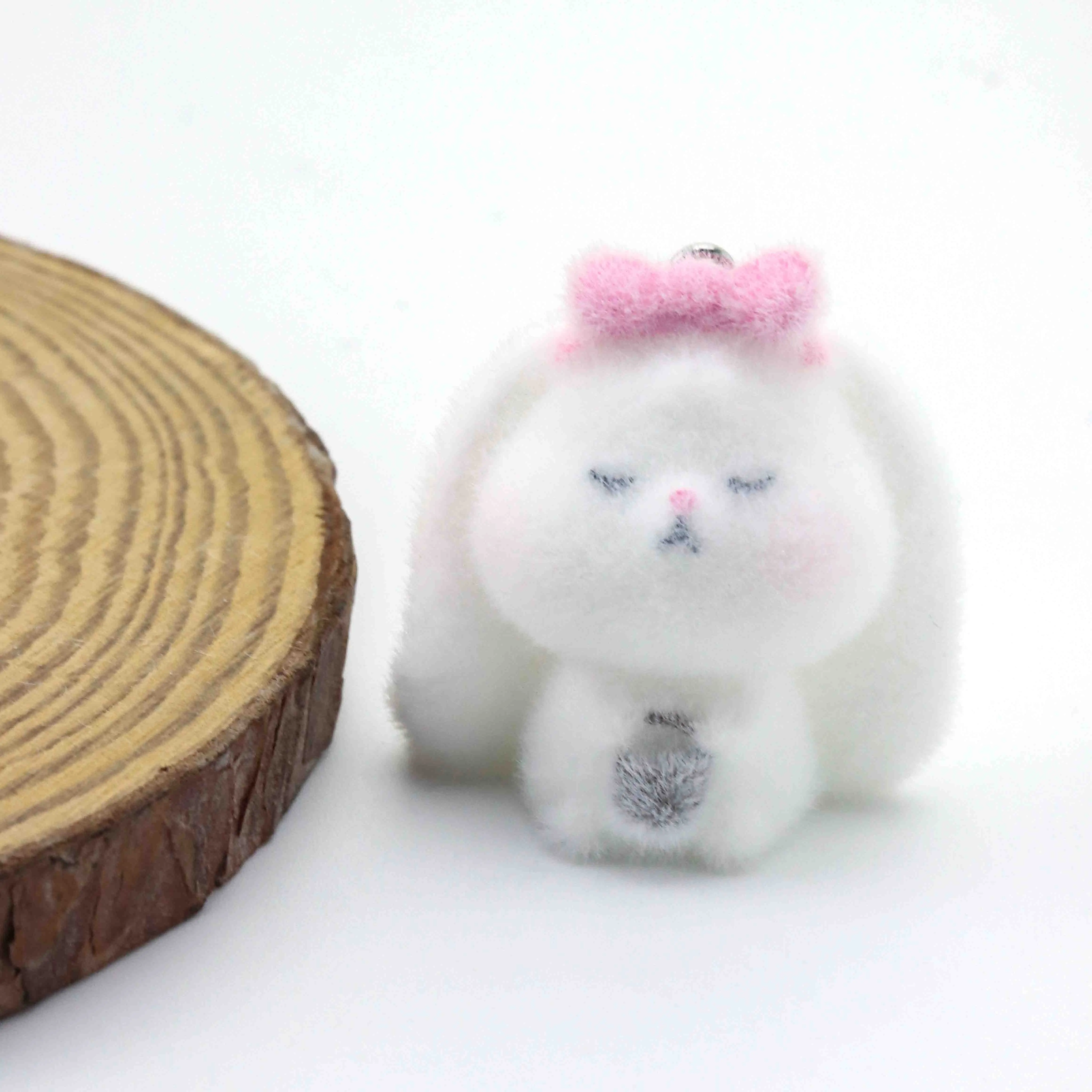 10pcs Resin Flocking Charms Bow Rabbit For Jewelry Making Bag Key Chain Desktop Small Pendant Decorative Ornaments Accessories