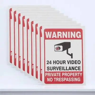 50 قطعة ملصق تسجيل كاميرا الأمن ملصق تحذير مقاوم للماء للمنطقة الخاصة لا ملصق أمان المدخل للاستخدام الداخلي في الهواء الطلق #6